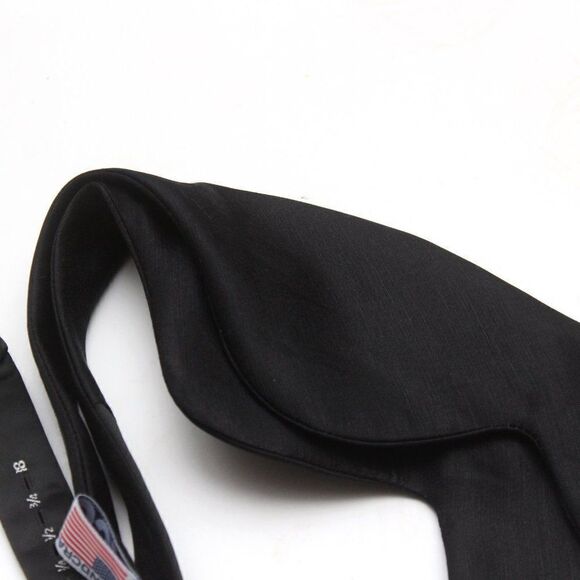 Men's Self tied Bow Tie Black Big Butterfly Bow tie Silk Linen Pin Strip… - Picture 9 of 11
